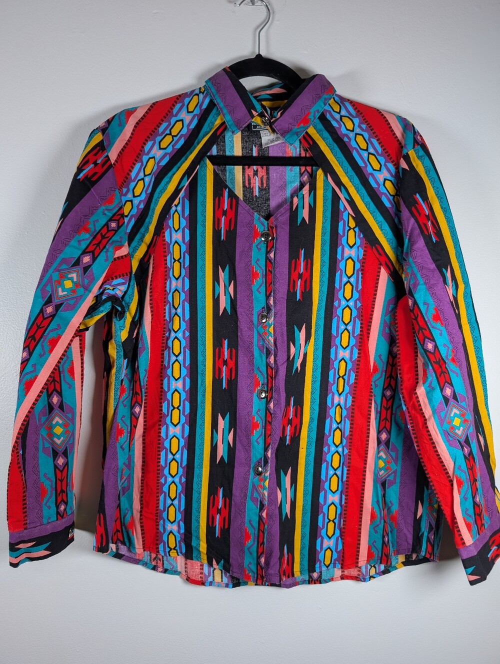 Vibrant Multicolor Aztec/Western Button-Up Shirt By Ozark Mountain